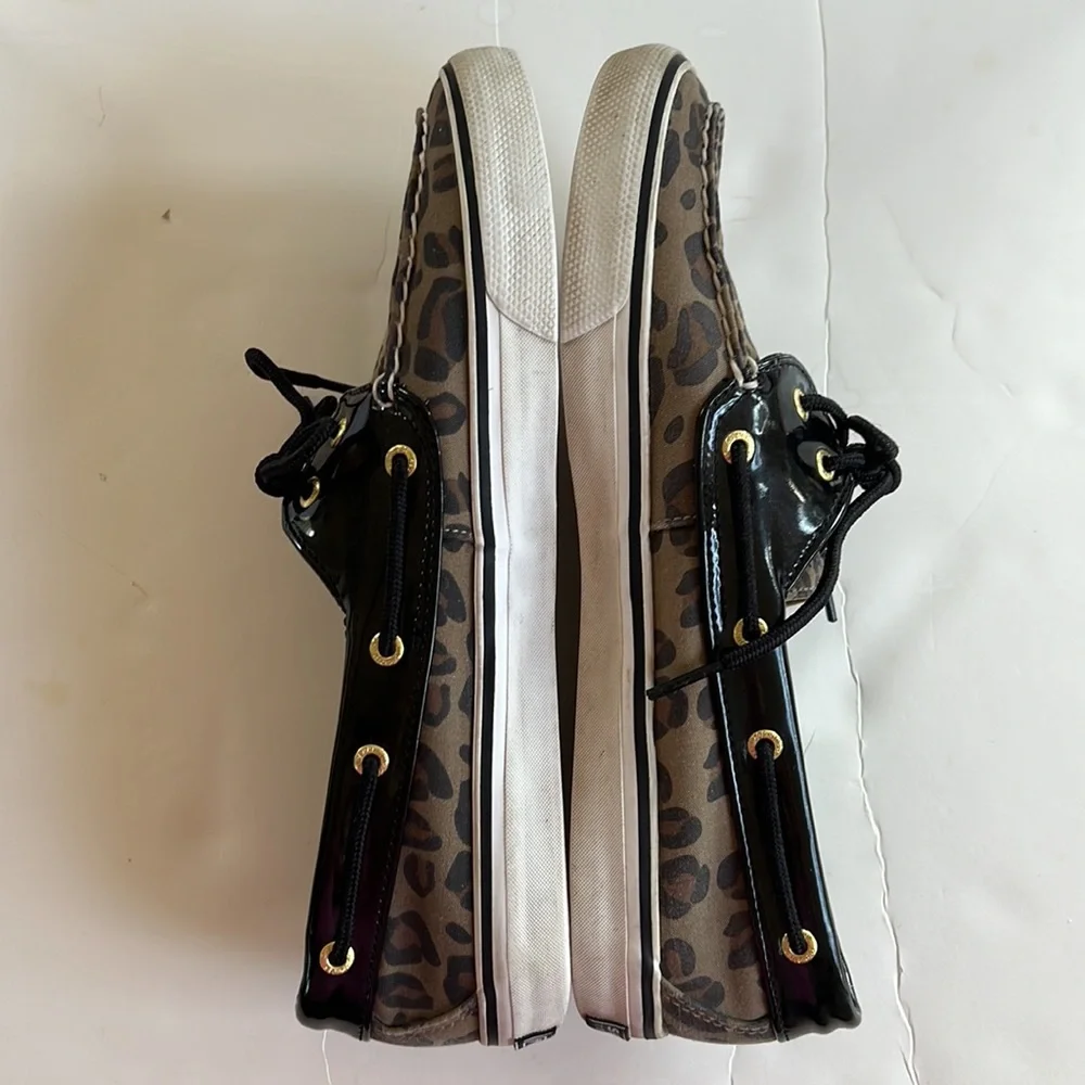 Sperry patent leather and animal print shoes. Size 9.5